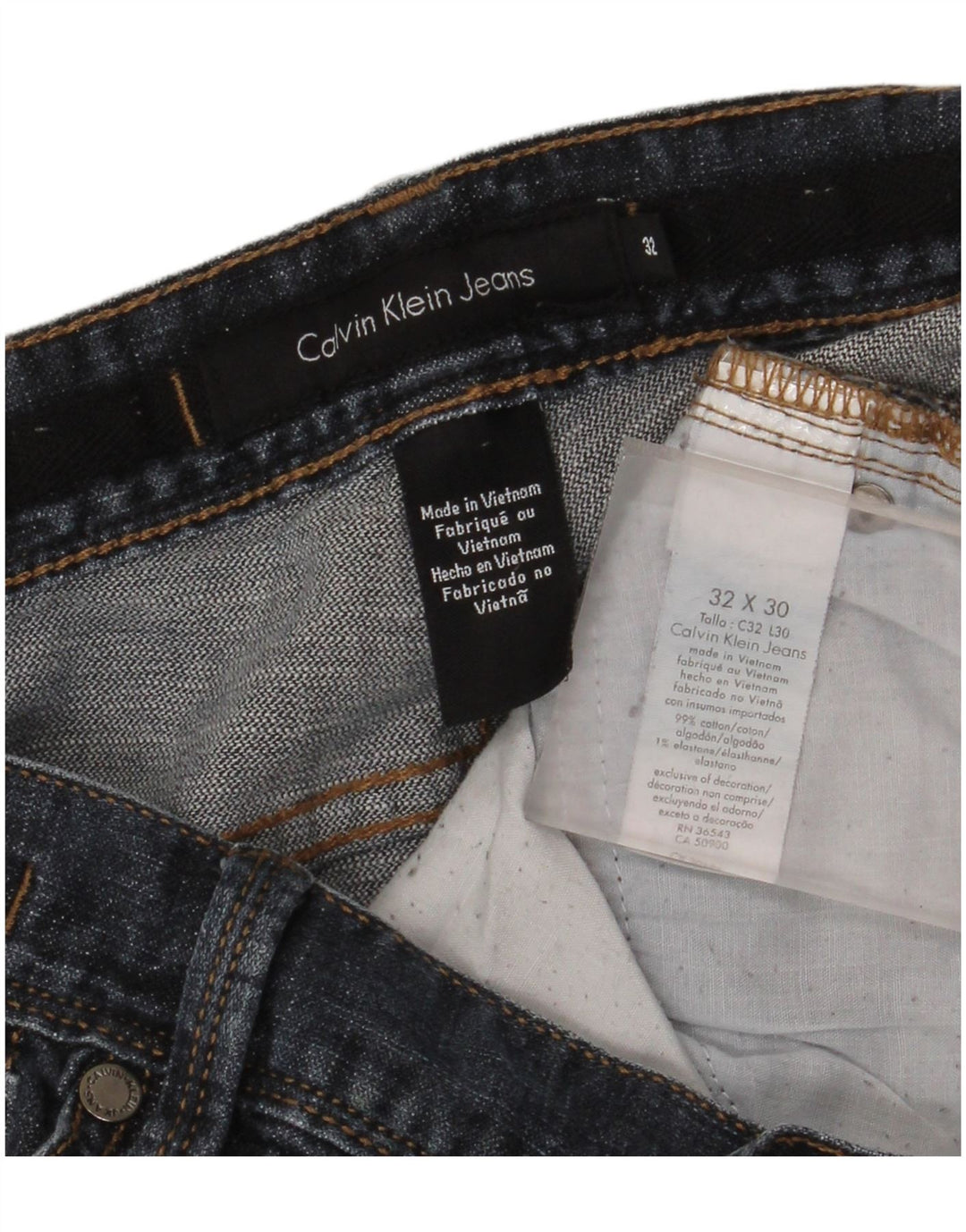 Calvin Klein Straight Jeans til mænd W32 L26 Marineblå Bomuld
