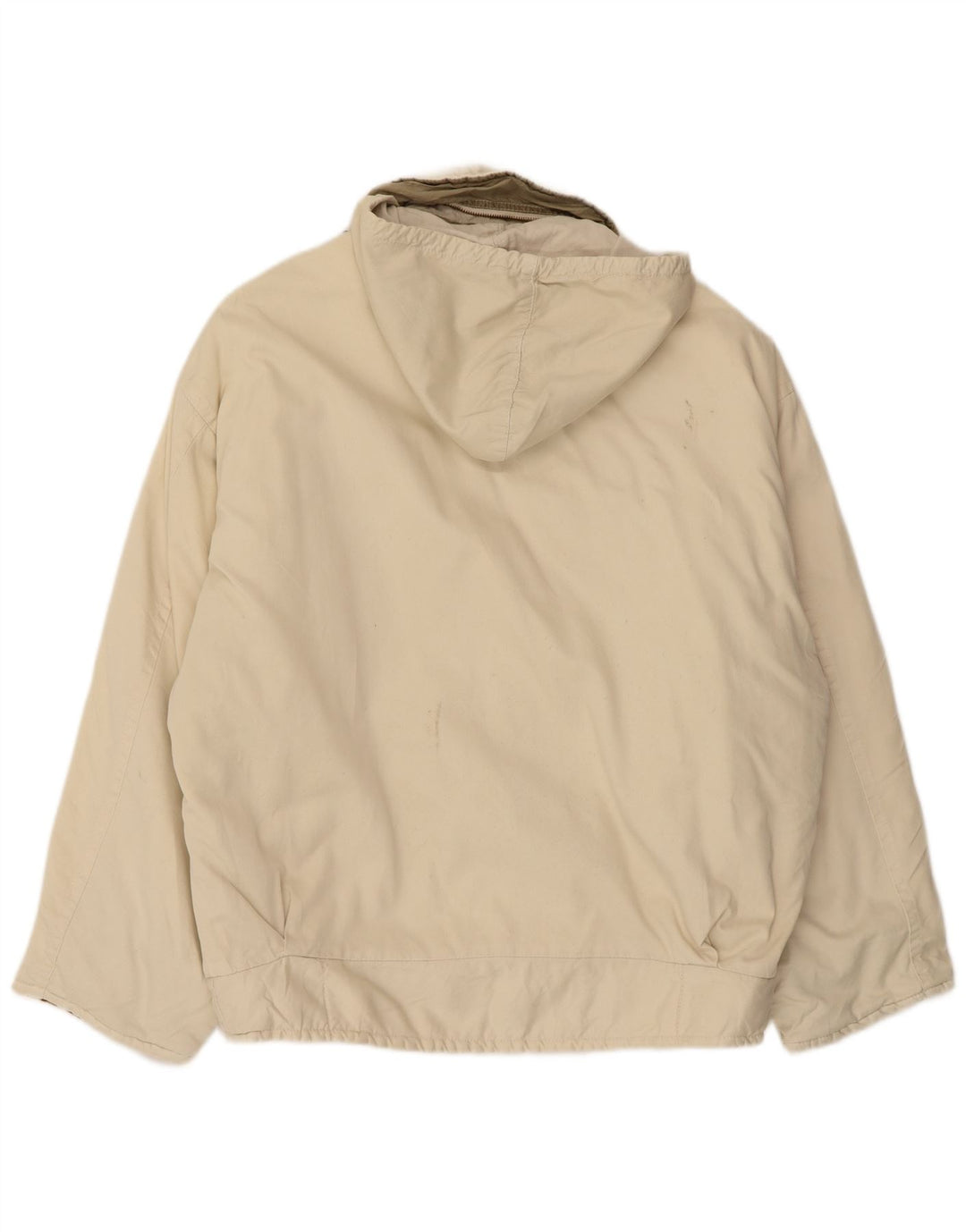 VERTIGO Mens Hooded Bomber Jacket UK 40 Large Beige Cotton