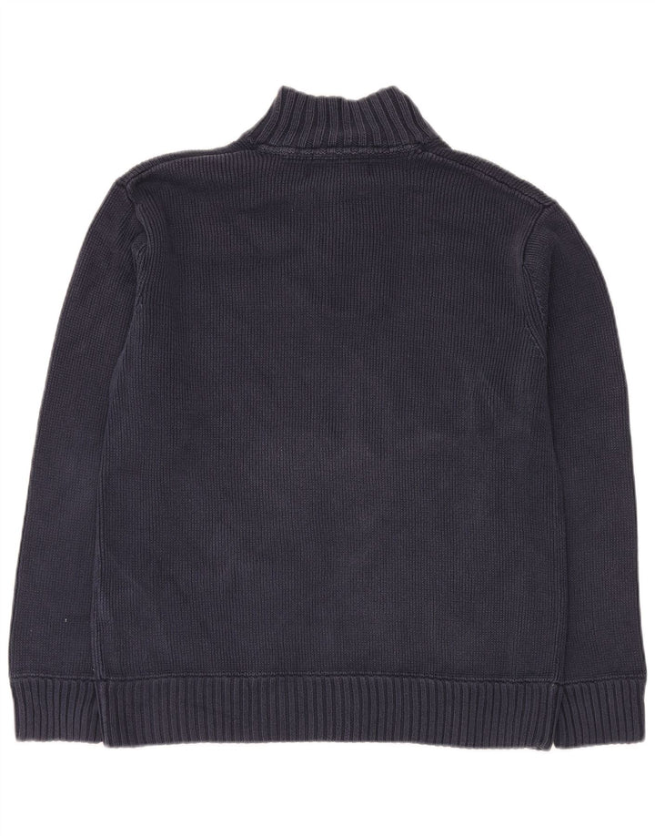 Besætningstøj Herre Button Neck Jumper Sweater Stor Marineblå Bomuld