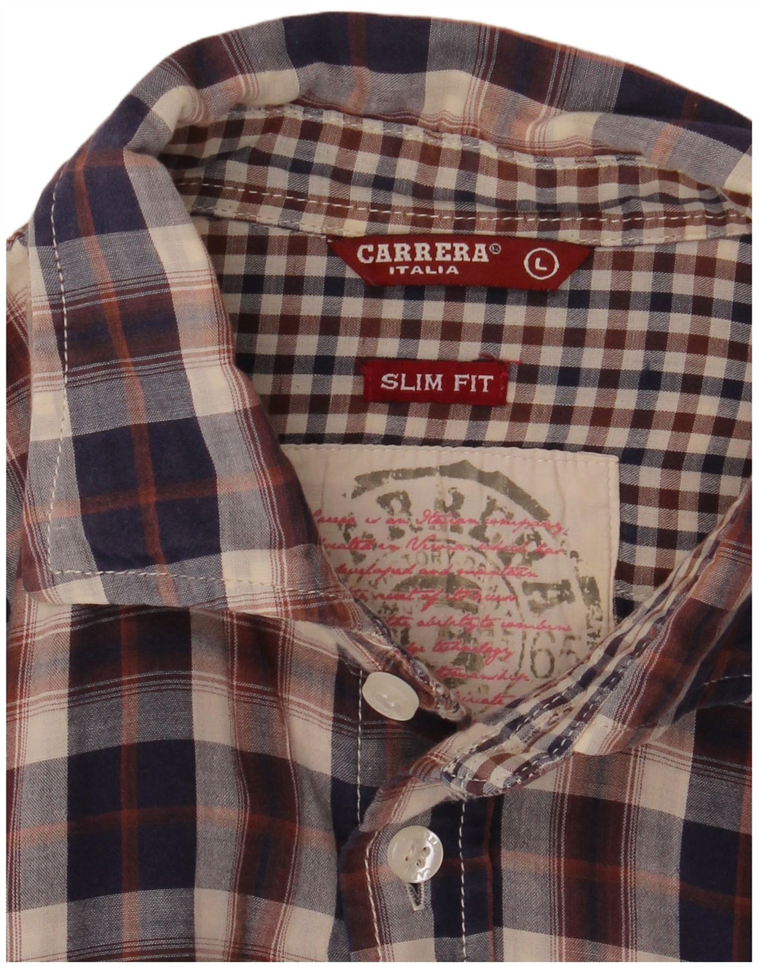 Carrera Slim Fit skjorte til mænd, stor marineblå plaid