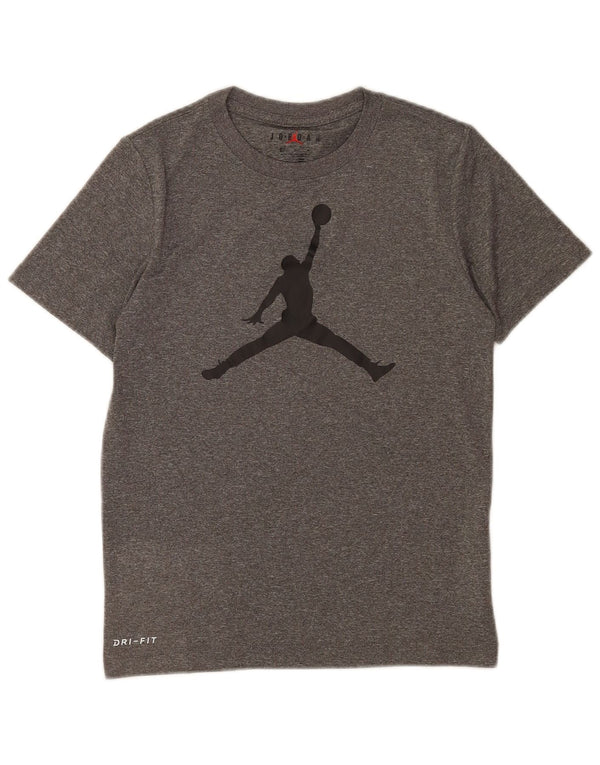 Jordan Boys Dri Fit Graphic T-Shirt Top 10-11 Years Medium Grey Flecked