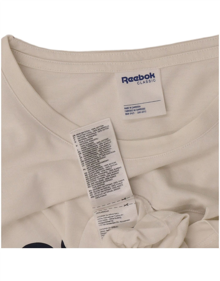 Reebok Herre Klassisk Grafisk T-Shirt Top Stor Hvid Bomuld