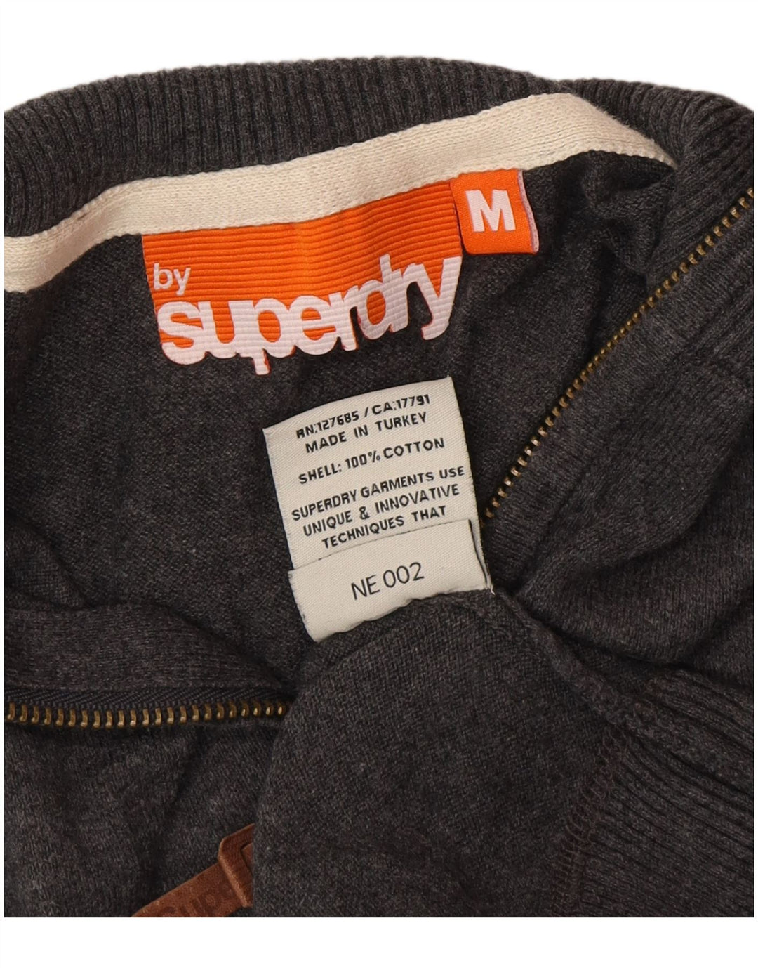 Superdry sweater med lynlås til mænd mellemgrå bomuld