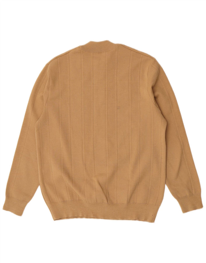Vintage herre sweater med rund hals, medium brun
