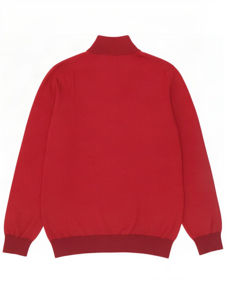 Massimo Dutti Herre Button Neck Jumper Sweater XL Bourgogne Bomuld