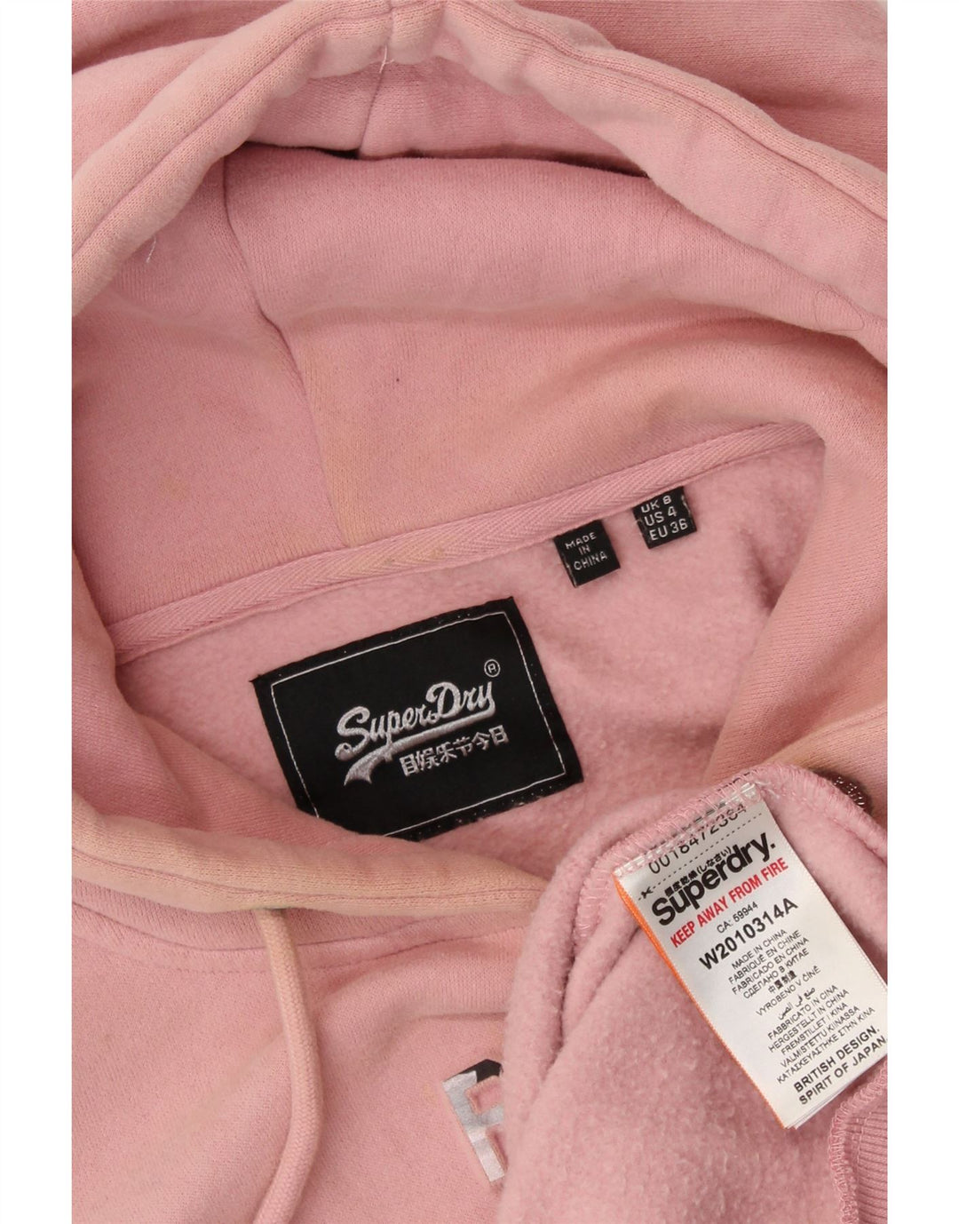SUPERDRY Grafisk hættetrøje til kvinder UK 8 Small Pink Bomuld