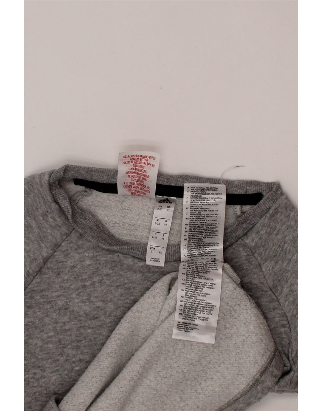 ADIDAS Drenge Sweatshirt Jumper 2-3 år Grå