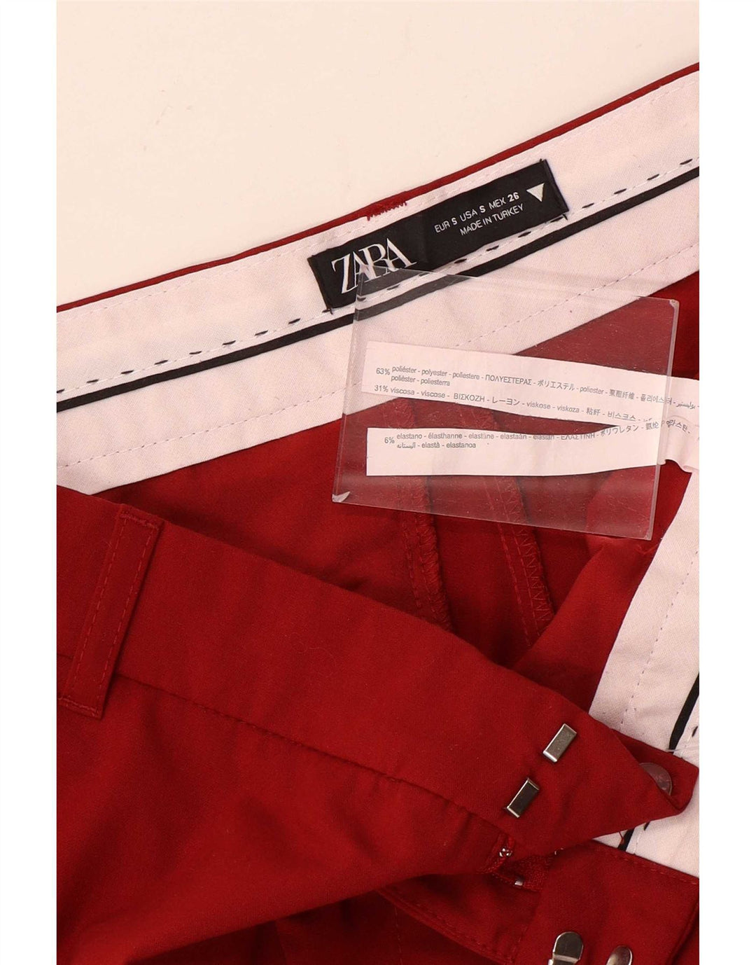 Zara Dame Bootcut Chino Bukser Small W26 L33 Rød Polyester