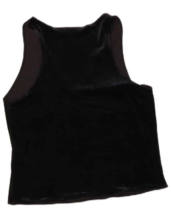 CALVIN KLEIN Dame ærmeløs bluse Top UK 14 Stor sort polyester