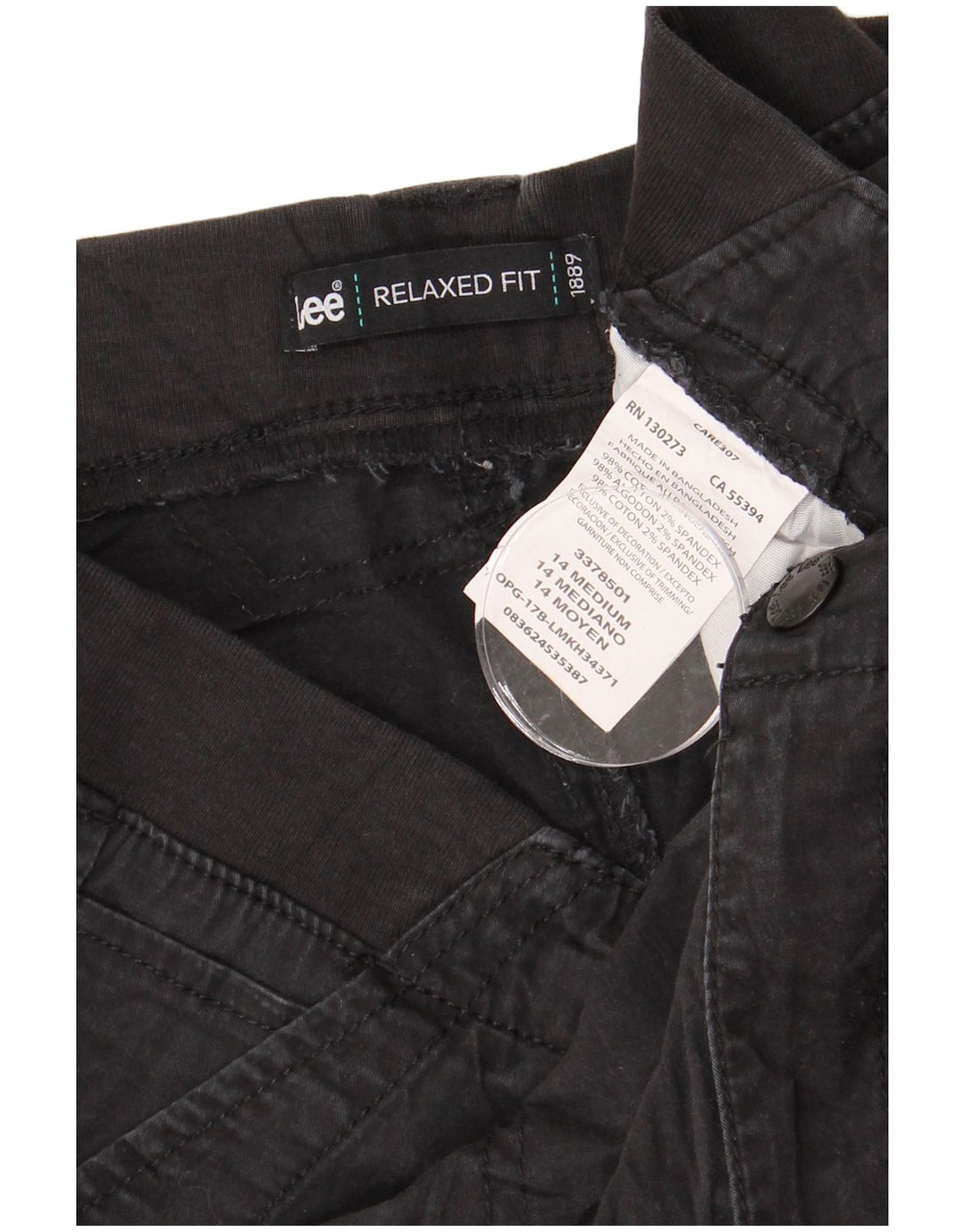 LEE Dame Relaxed Fit Cargo Capri Bukser US 14 XL W34 L22 Sort Bomuld