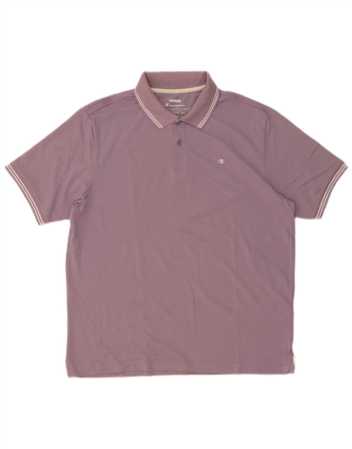 Champion Herre Easy Fit Polo Shirt Medium Lilla Stribet Bomuld