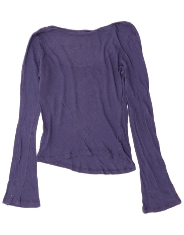 Armani Jeans Dame Crop Grafisk Top Langærmet UK 14 Medium Blue Bomuld