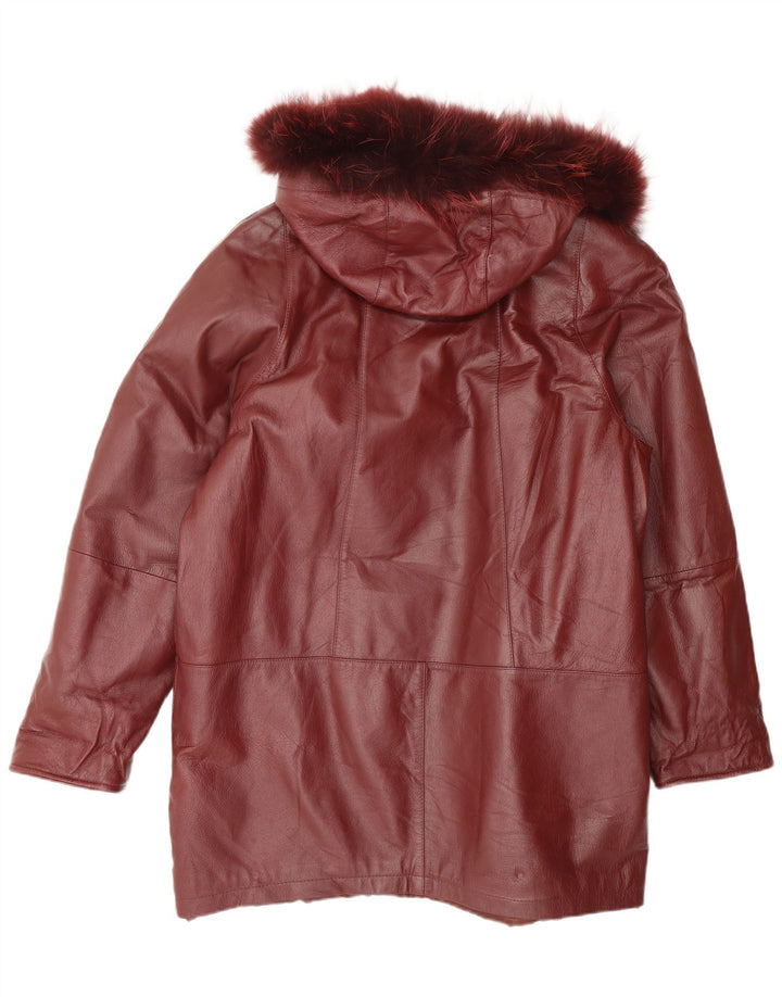 Privilegi Dame Hætte Oversized Frakke IT 42 Medium Burgundy