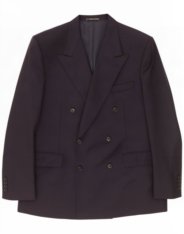 Corneliani Mens Double Breasted Blazer Jacket UK 40 Large Navy Blue Wool