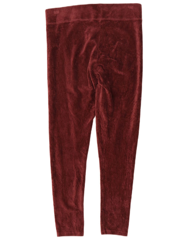 Marks & Spencer Womens Velour Leggings UK 14 Large Burgundy Cotton
