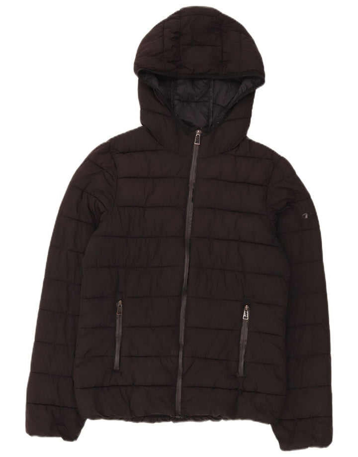 Champion Dame hættepolstret jakke UK 10 Lille sort polyester