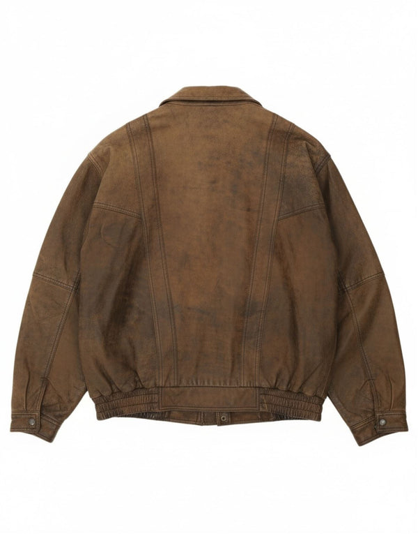 B&S Exclusive Bomber Læderjakke til mænd UK 42 XL Brun Læder