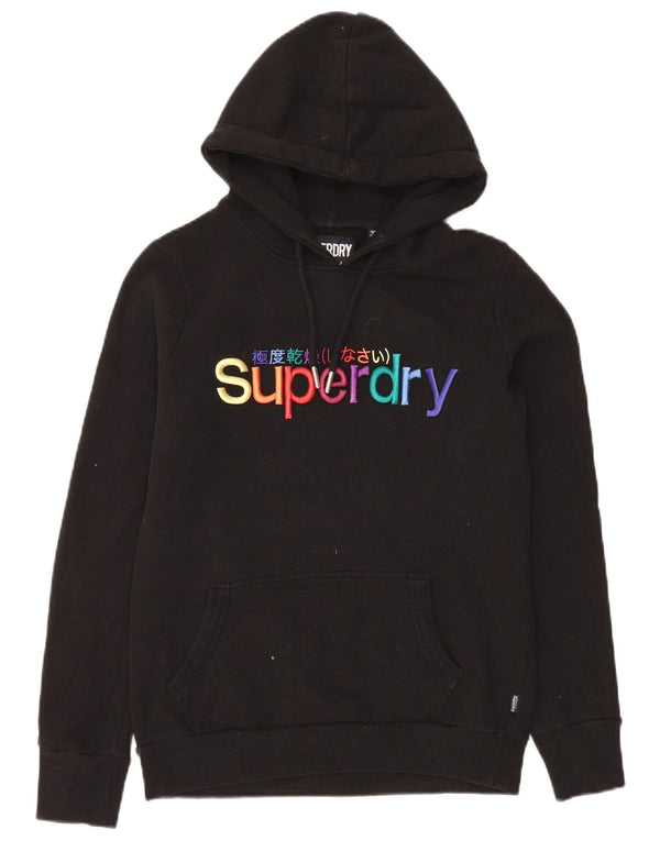 Superdry grafisk hættetrøje til kvinder UK 10 Lille sort bomuld