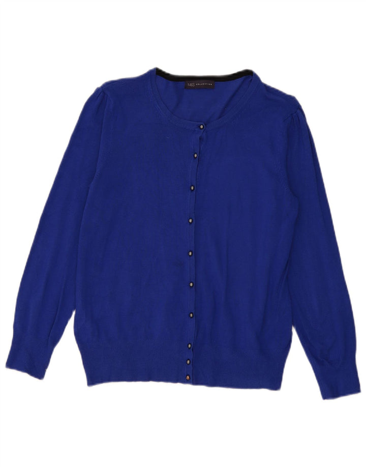 Marks & Spencer Dame Cardigan Sweater UK 12 Medium Blue Viscose