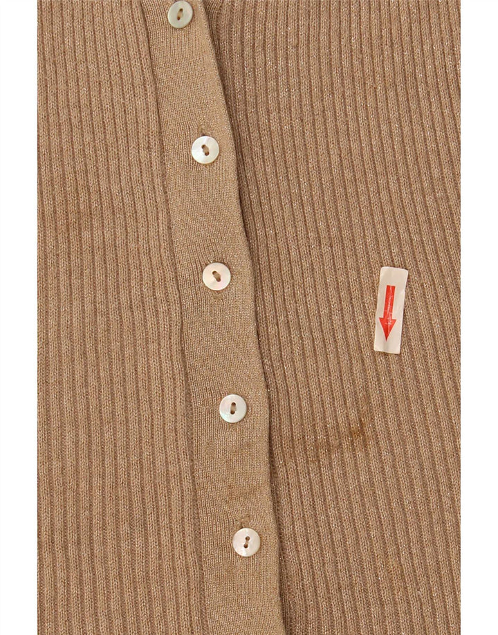 Zara Dame Cardigan Sweater UK 14 Medium Beige Flecked Viscose