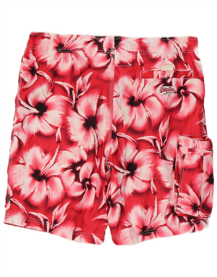 Superdry Grafiske svømmeshorts til mænd XL Pink Floral Polyester