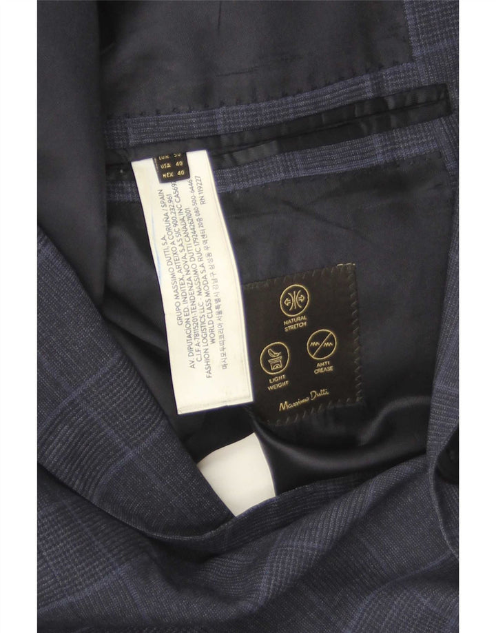 Massimo Dutti Herre 2-knaps blazerjakke EU 40 Mellem marineblå ternet uld