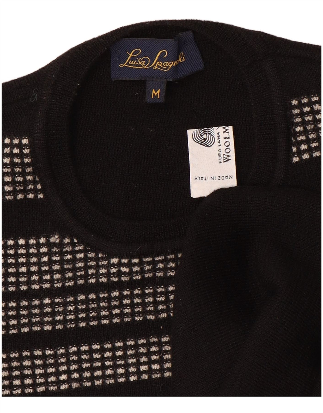 Luisa Spagnoli dame sweater med rund hals DK 12 Medium sort stribet
