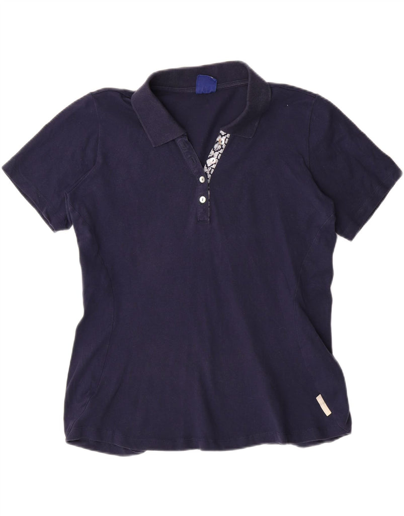 CHAMPION Womens Polo Shirt UK 14 Large Navy Blue Vintage Champion and Second-Hand Champion from Messina Hembry 