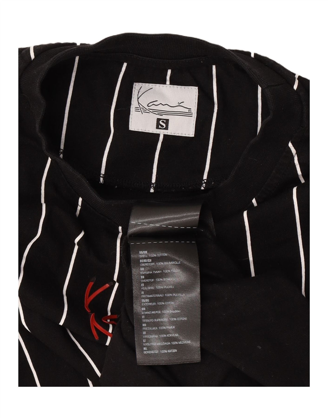 Karl Kani Herre T-shirt Top Lille sort stribet bomuld