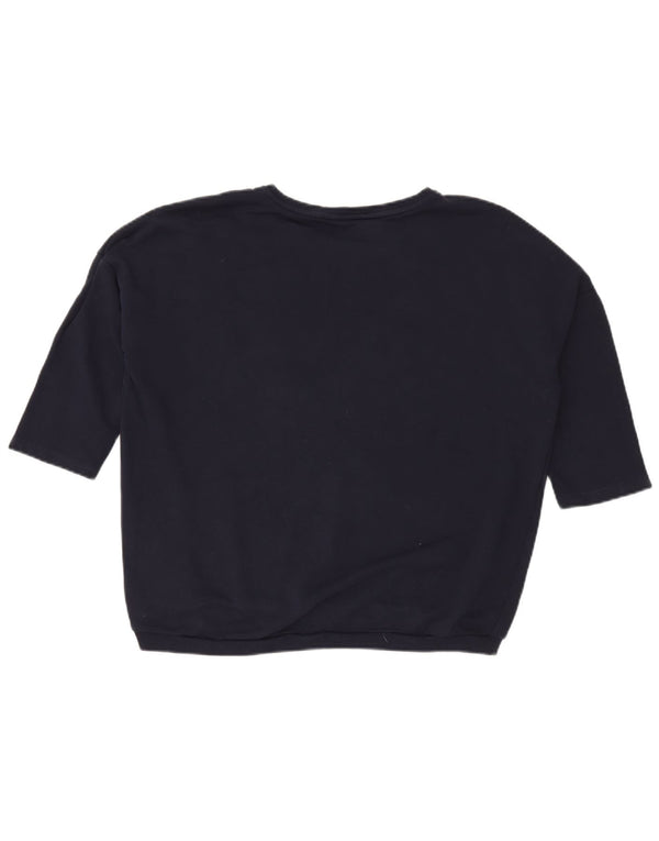 Esprit Dame Grafisk Kortærmet Sweatshirt Jumper UK 18 XL Navy Blue