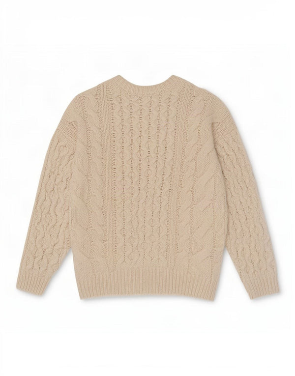 Zara Dame Oversized Crew Neck Jumper Sweater UK 12 Medium Off White