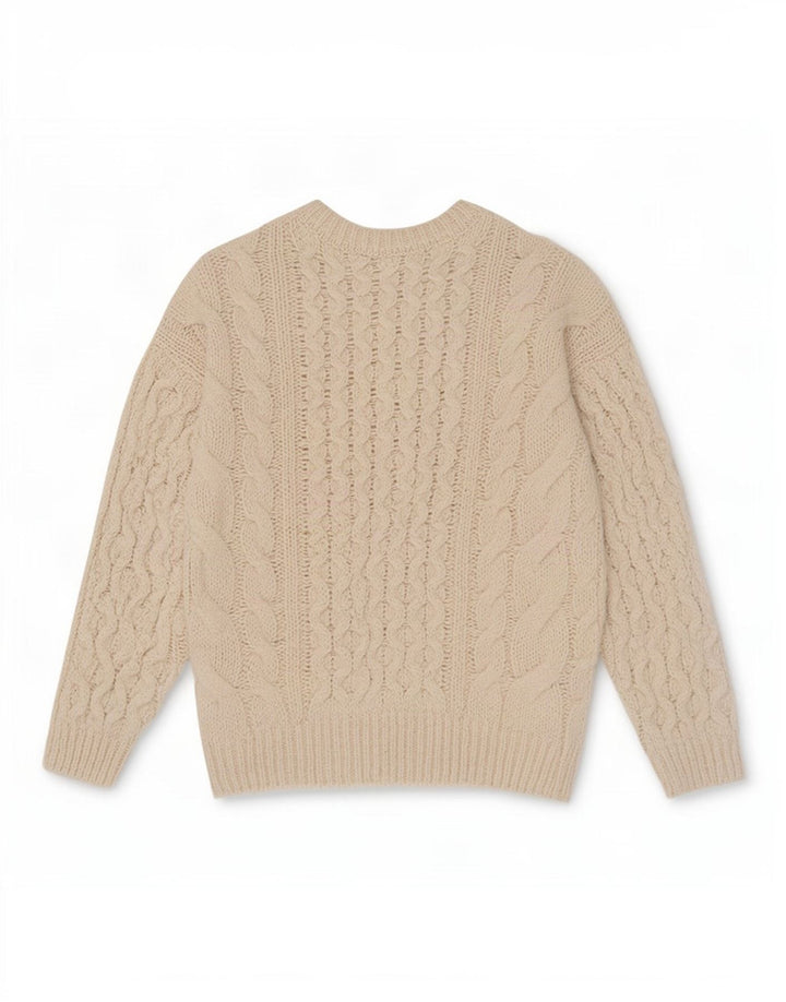 Zara Dame Oversized Crew Neck Jumper Sweater UK 12 Medium Off White