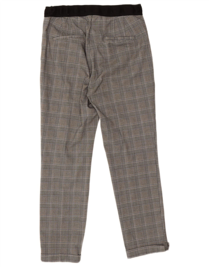 Zara Dame Slim Cropped Trousers Large W30 L25 Grå Plaid