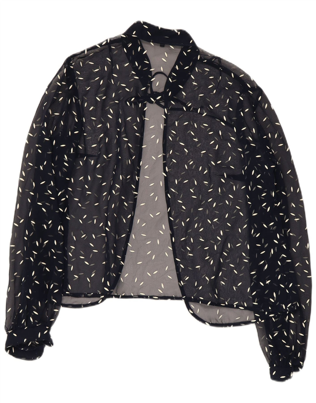 VINTAGE kvinders abstrakt mønster skjortebluse UK 22 3XL Navy Blue