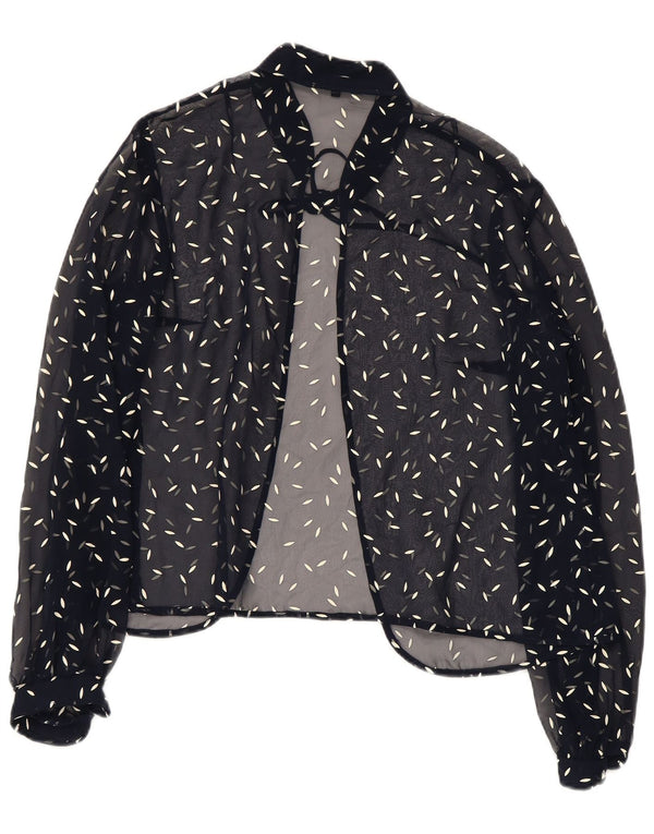 VINTAGE Womens Abstract Pattern Shirt Blouse UK 22 3XL Navy Blue