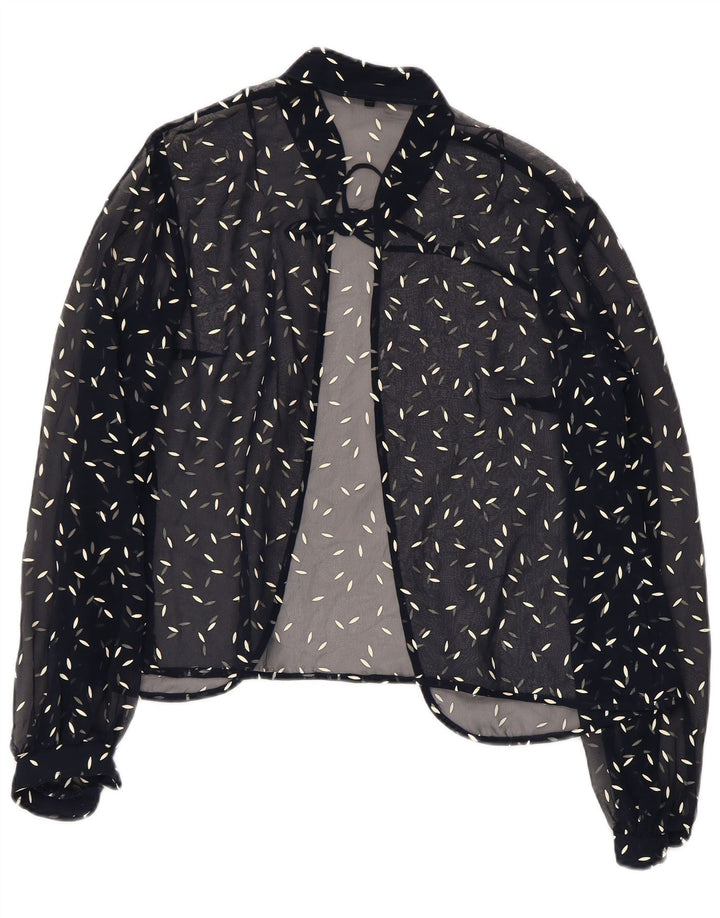 VINTAGE kvinders abstrakt mønster skjortebluse UK 22 3XL Navy Blue