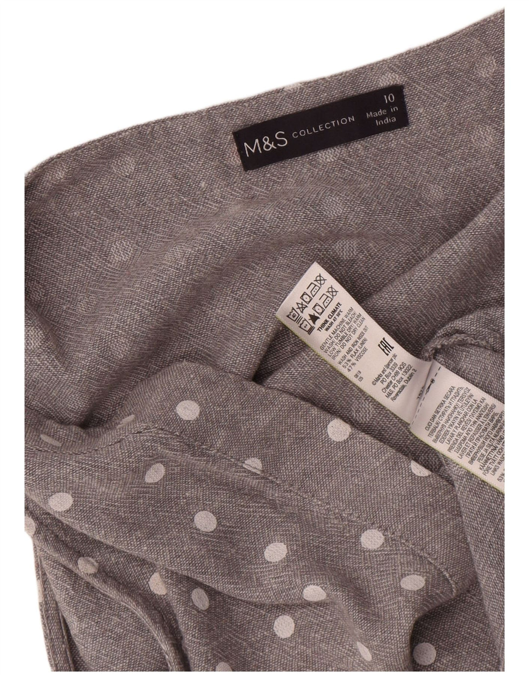 Marks & Spencer Dame Ærmeløs Shift Dress UK 10 Small Grey Spotted