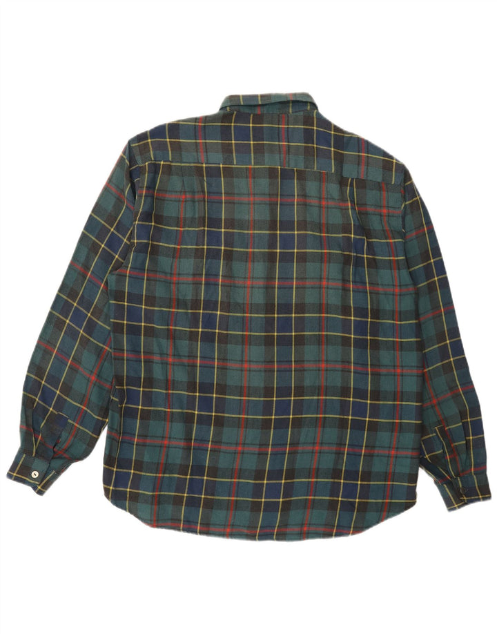 BENETTON Mens Flannel Shirt XL Green Check Cotton