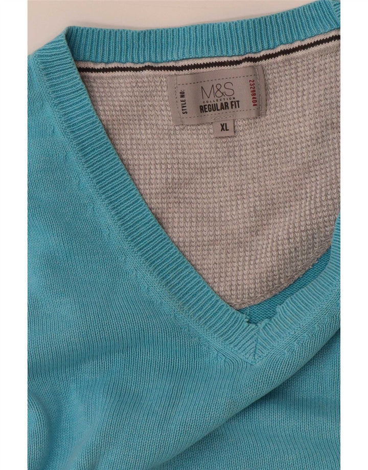 Marks & Spencer Herre Regular Fit V-hals sweater XL Blå