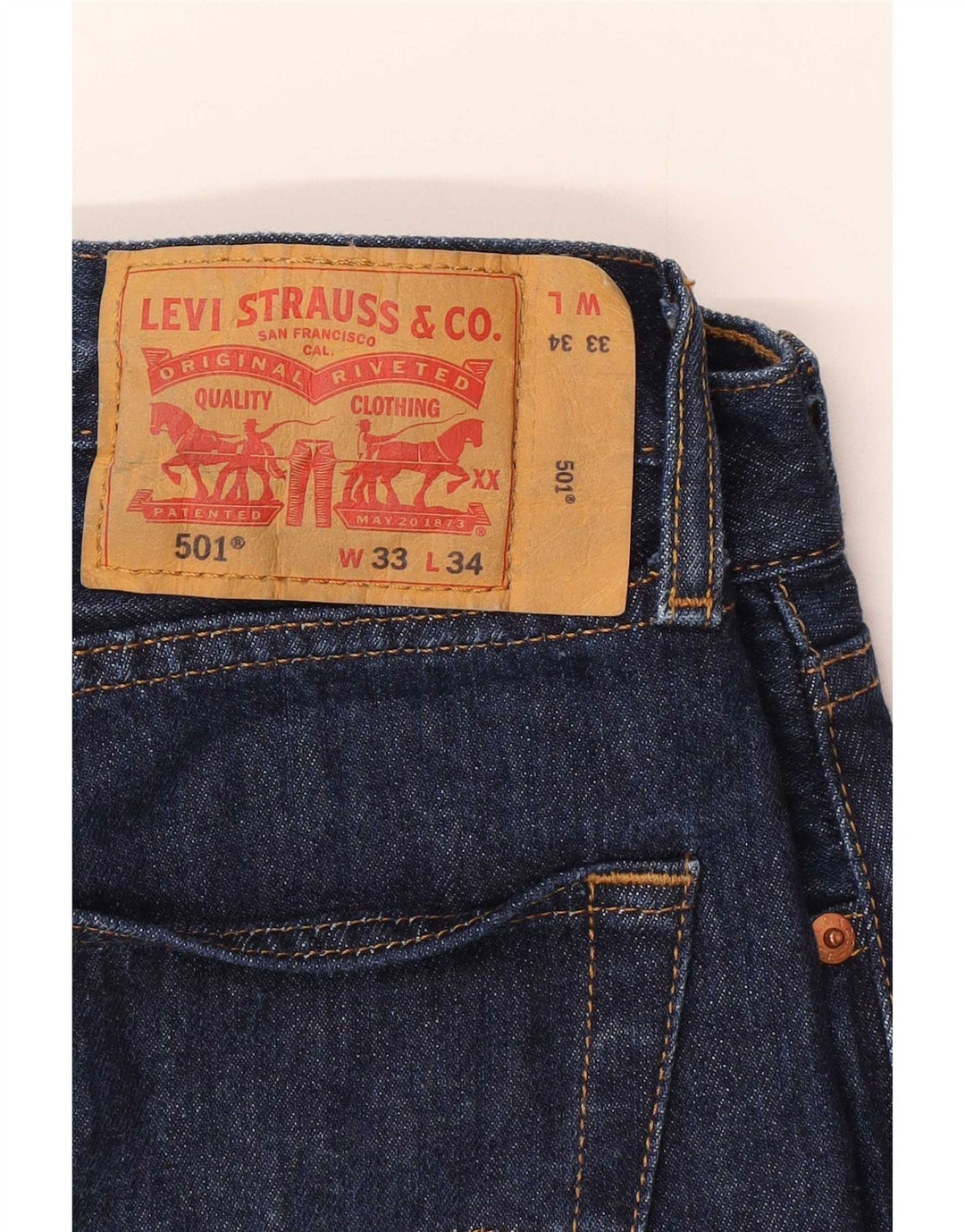 Levi's Herre 501 Straight Jeans W33 L34 Blå Bomuld