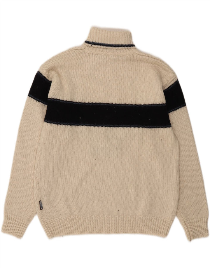 Knock Out Herre Roll Neck Jumper Sweater Medium White Colourblock Uld