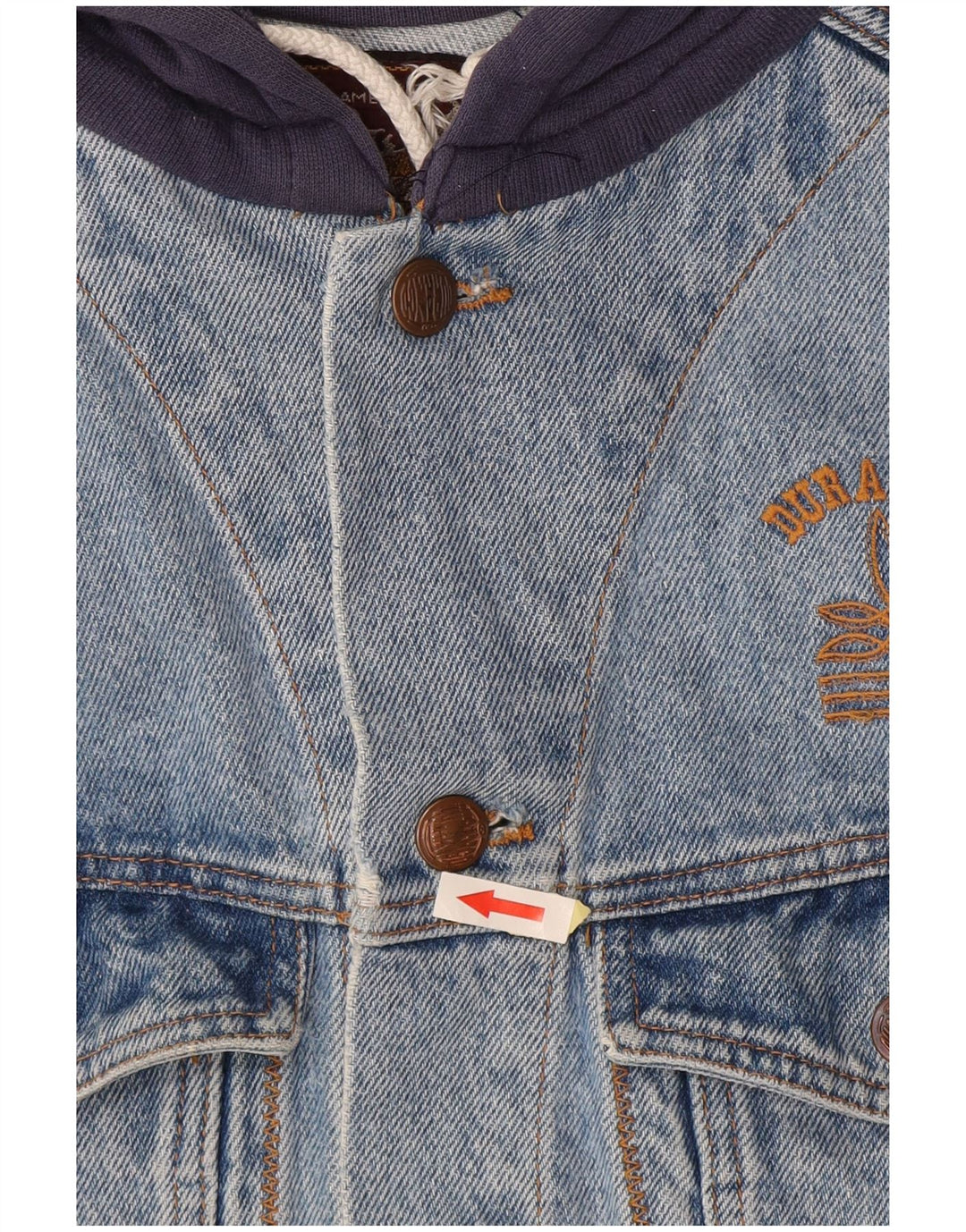 DURANGO Denimjakke med hætte til mænd UK 40 Large Blue Colourblock Bomuld