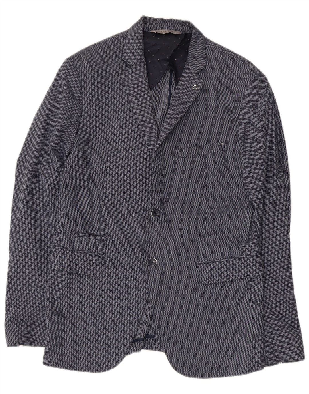 ZARA Herre 2-knaps blazerjakke EU 50 Medium Navyblå Polyester