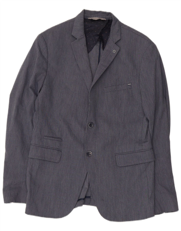 ZARA Herre 2-knaps blazerjakke EU 50 Medium Navyblå Polyester