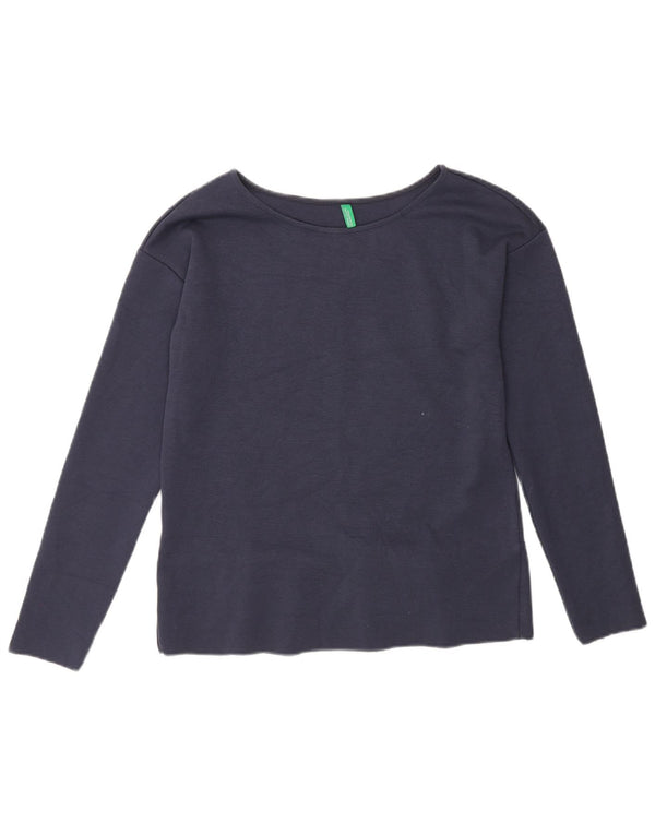 Benetton Dame Top Langærmet UK 10 Small Navy Blue