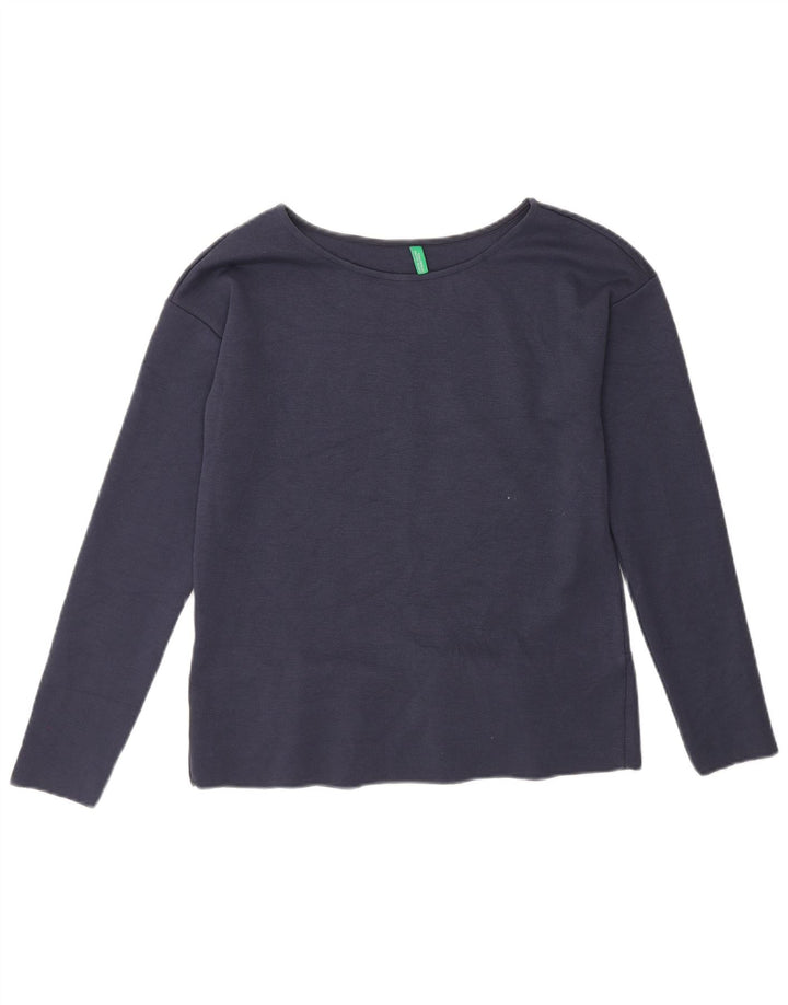 Benetton Dame Top Langærmet UK 10 Small Navy Blue