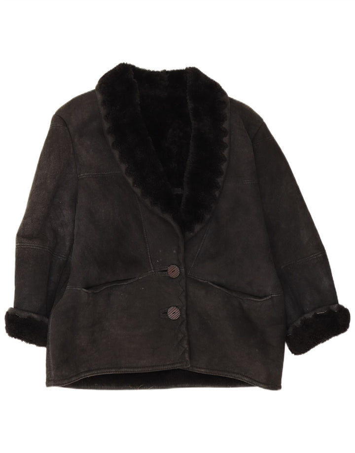 Vintage Dame Shearling Jacket IT 44 Medium Black Shearling