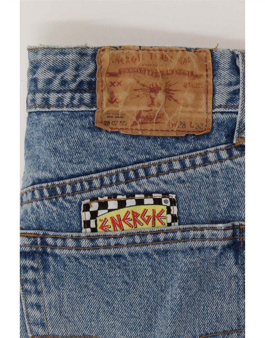 Energie Kvinder Graffiti Graphic Bermuda Denim Shorts W28 Medium Blue