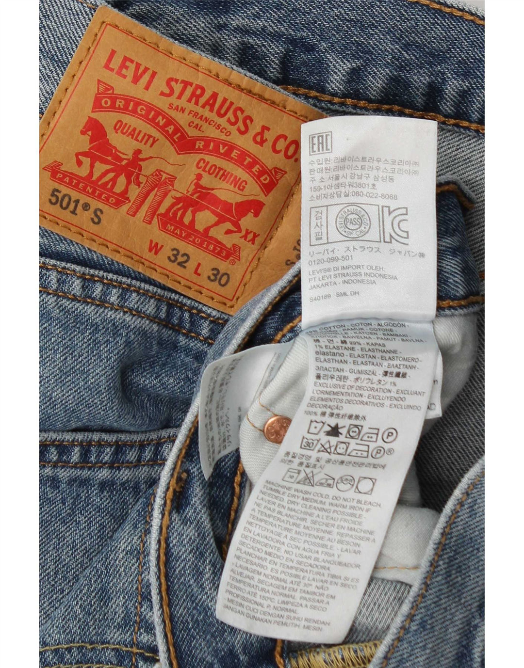 Levi's Herre 501 Straight Jeans W32 L30 Blå Bomuld