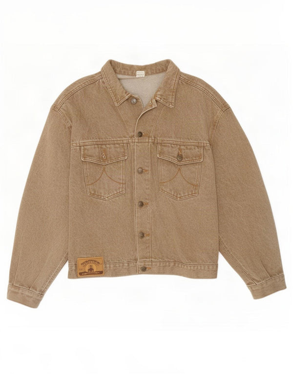 Vintage denimjakke til kvinder UK 18 XL beige bomuld
